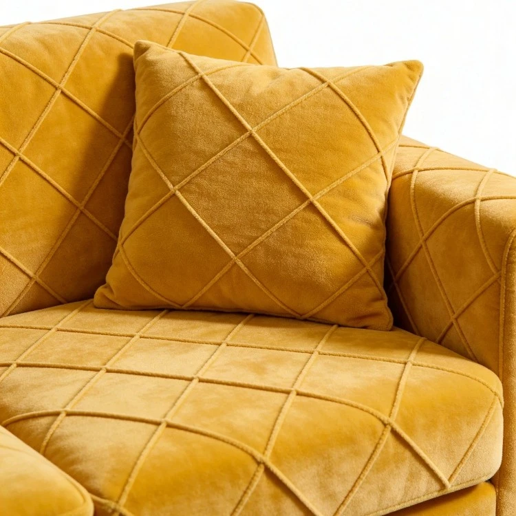 Grid Quilted Golden Holland baxmal qoplamali mato